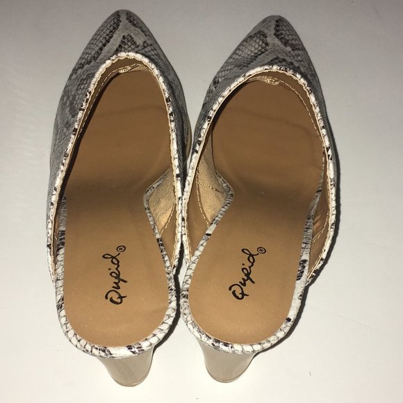 NEW Snakeskin Print Pattern Slip-on Chunky Heels - Picture 2 of 3